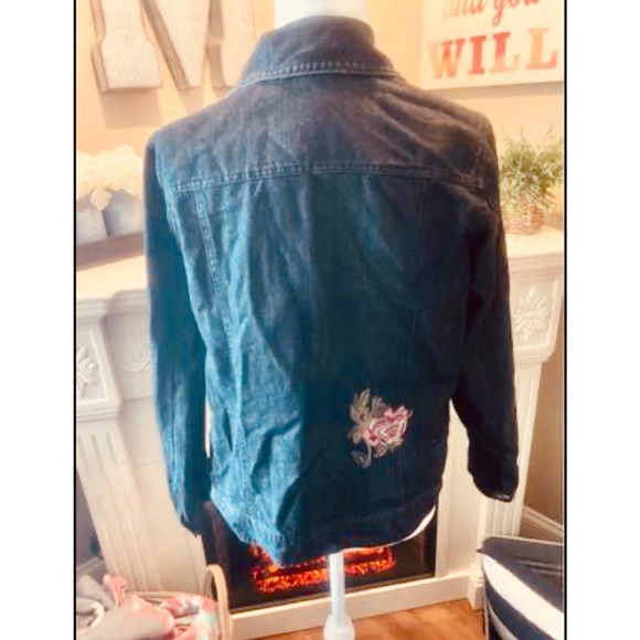 Women’s Jean Jacket - Floral Denim Jacket - size small - Picture 4 of 6